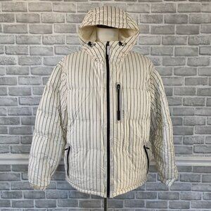 Burton Idiom Grayscale Striped Down Snowboard Jacket Winter Sport HTF XL Men Coa